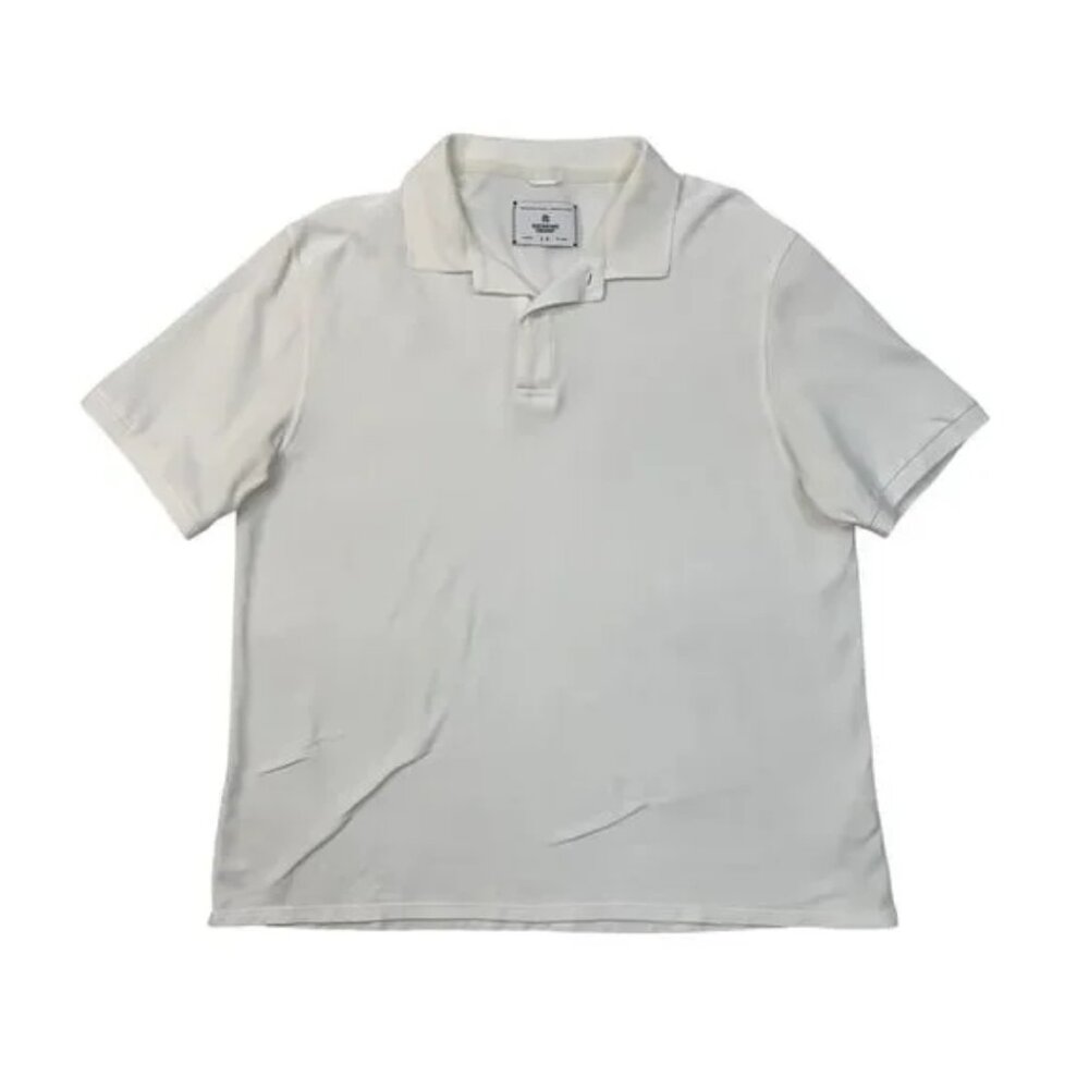 Reigning Champ Polo Shirt Mens L Large White Cotton Short Sleeve Athletic Wear